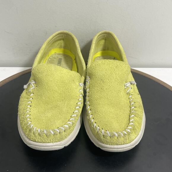 Minnetonka Shoes Womens Size 8 Yellow Suede Slip On Moccasins Comfort Loafers - Picture 3 of 11